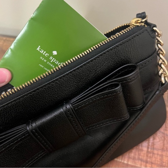 Kate Spade Celina Black Leather Bow Crossbody Bag - Picture 7 of 12